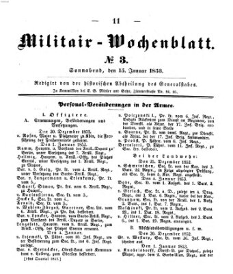 Militär-Wochenblatt Samstag 15. Januar 1853