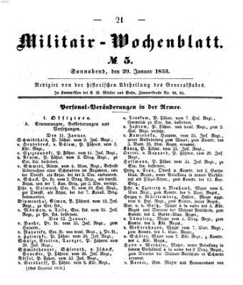 Militär-Wochenblatt Samstag 29. Januar 1853