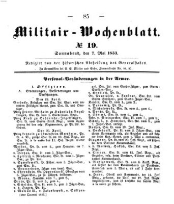 Militär-Wochenblatt Samstag 7. Mai 1853