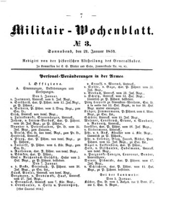 Militär-Wochenblatt Samstag 21. Januar 1854