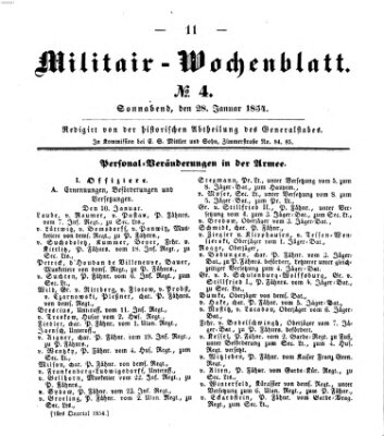 Militär-Wochenblatt Samstag 28. Januar 1854