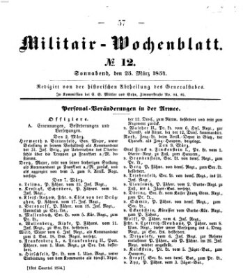 Militär-Wochenblatt Samstag 25. März 1854