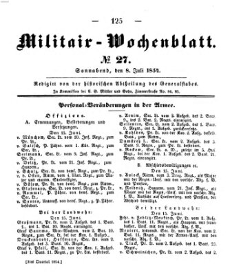 Militär-Wochenblatt Samstag 8. Juli 1854