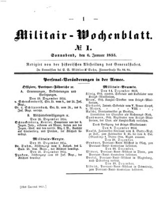 Militär-Wochenblatt Samstag 6. Januar 1855