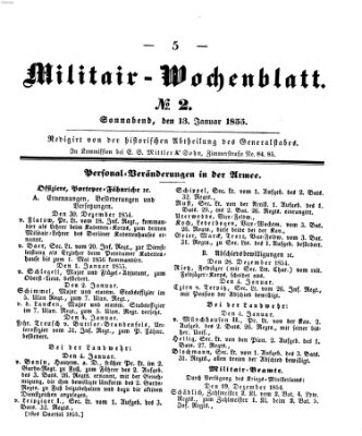 Militär-Wochenblatt Samstag 13. Januar 1855