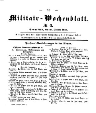 Militär-Wochenblatt Samstag 27. Januar 1855