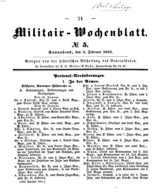 Militär-Wochenblatt Samstag 3. Februar 1855