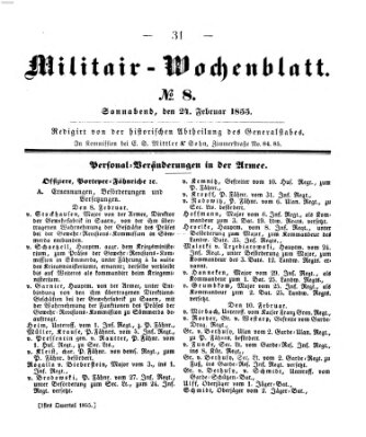 Militär-Wochenblatt Samstag 24. Februar 1855