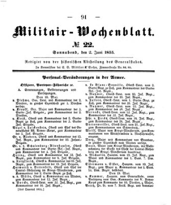 Militär-Wochenblatt Samstag 2. Juni 1855