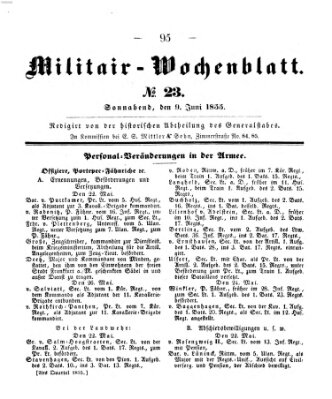 Militär-Wochenblatt Samstag 9. Juni 1855