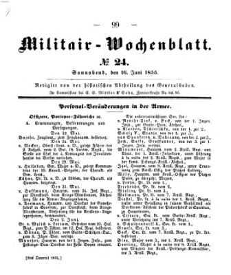 Militär-Wochenblatt Samstag 16. Juni 1855