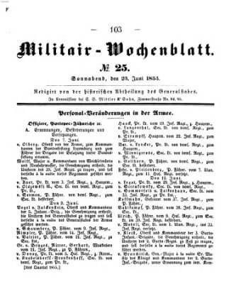 Militär-Wochenblatt Samstag 23. Juni 1855