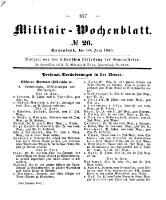 Militär-Wochenblatt Samstag 30. Juni 1855