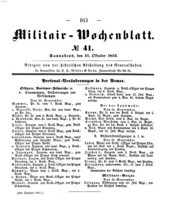 Militär-Wochenblatt Samstag 13. Oktober 1855