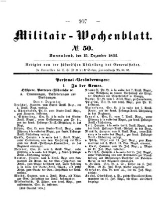 Militär-Wochenblatt Samstag 15. Dezember 1855