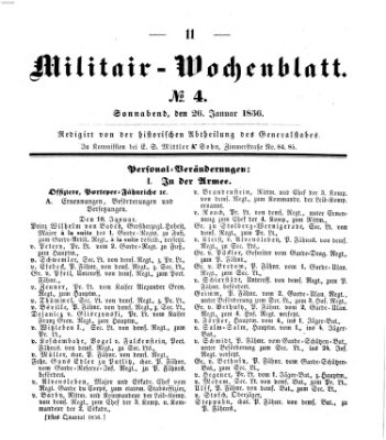 Militär-Wochenblatt Samstag 26. Januar 1856