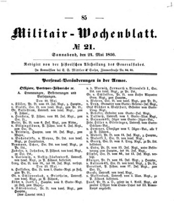 Militär-Wochenblatt Samstag 24. Mai 1856