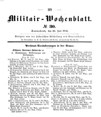 Militär-Wochenblatt Samstag 26. Juli 1856