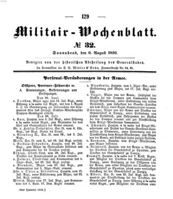 Militär-Wochenblatt Samstag 9. August 1856