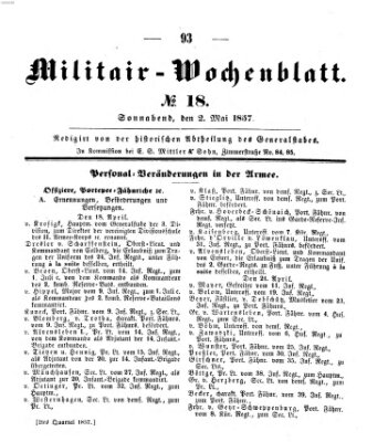 Militär-Wochenblatt Samstag 2. Mai 1857