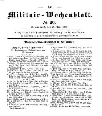 Militär-Wochenblatt Samstag 27. Juni 1857