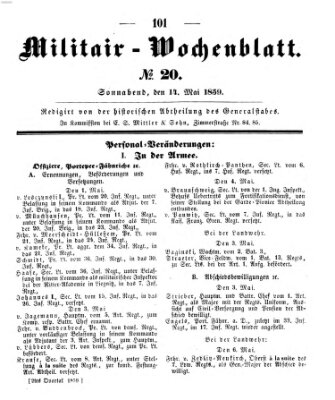 Militär-Wochenblatt Samstag 14. Mai 1859