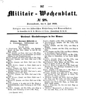 Militär-Wochenblatt Samstag 9. Juli 1859