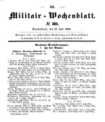 Militär-Wochenblatt Samstag 23. Juli 1859