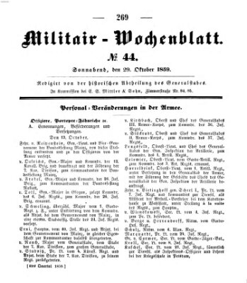 Militär-Wochenblatt Samstag 29. Oktober 1859