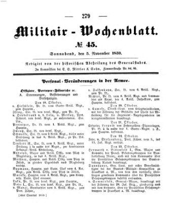 Militär-Wochenblatt Samstag 5. November 1859