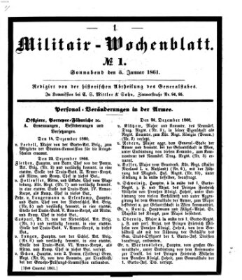 Militär-Wochenblatt Samstag 5. Januar 1861