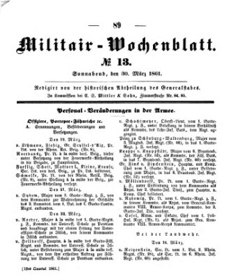 Militär-Wochenblatt Samstag 30. März 1861