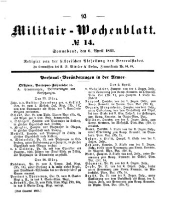 Militär-Wochenblatt Samstag 6. April 1861