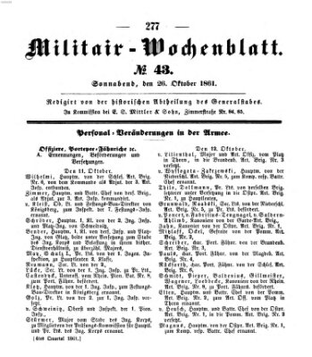 Militär-Wochenblatt Samstag 26. Oktober 1861