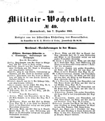 Militär-Wochenblatt Samstag 7. Dezember 1861