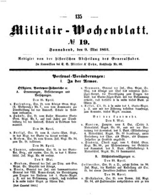 Militär-Wochenblatt Samstag 9. Mai 1863