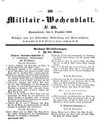 Militär-Wochenblatt Samstag 5. Dezember 1863