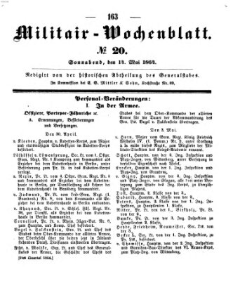 Militär-Wochenblatt Samstag 14. Mai 1864