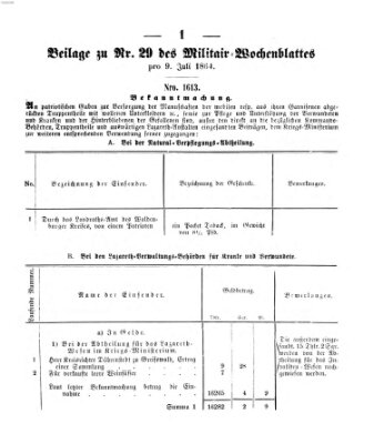 Militär-Wochenblatt Samstag 9. Juli 1864