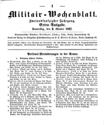 Militär-Wochenblatt Donnerstag 3. Oktober 1867