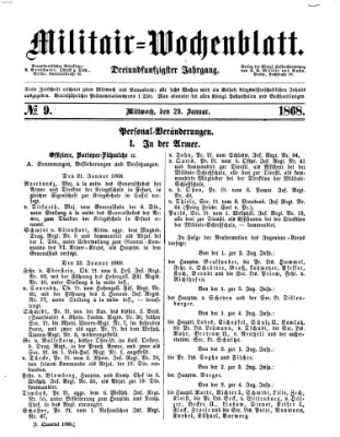 Militär-Wochenblatt Mittwoch 29. Januar 1868