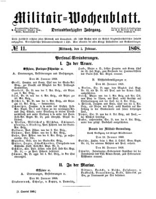 Militär-Wochenblatt Mittwoch 5. Februar 1868