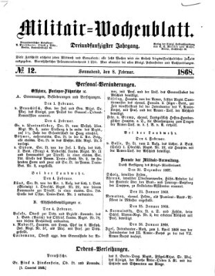 Militär-Wochenblatt Samstag 8. Februar 1868