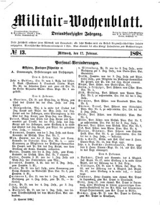 Militär-Wochenblatt Mittwoch 12. Februar 1868