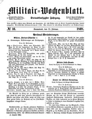 Militär-Wochenblatt Samstag 22. Februar 1868