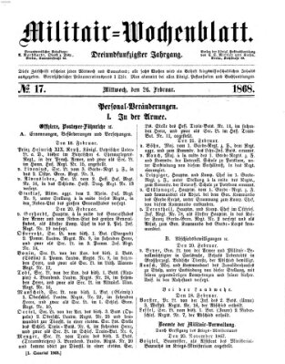 Militär-Wochenblatt Mittwoch 26. Februar 1868