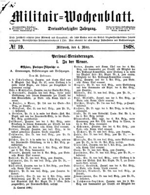 Militär-Wochenblatt Mittwoch 4. März 1868