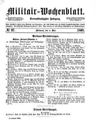 Militär-Wochenblatt Mittwoch 6. Mai 1868