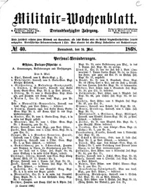 Militär-Wochenblatt Samstag 16. Mai 1868