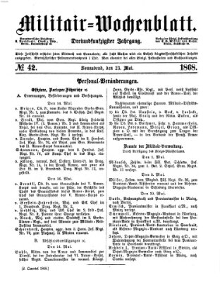 Militär-Wochenblatt Samstag 23. Mai 1868